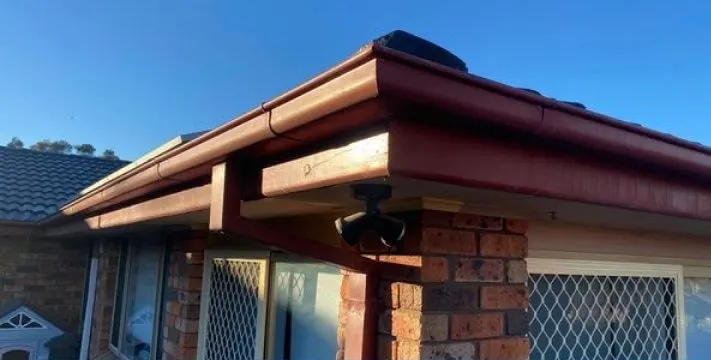 Old gutters and timber fascia before replacement, Metro Wide Roofing